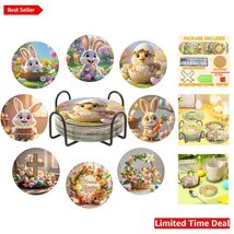 DIY Bunny Diamond Art Coasters: 8-Piece Easter Gift Set for Creative Adults - $28.66