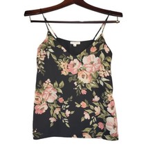 Socialite Womens Small Camisole V-neck Black Floral Cami Blouse Sleeveless Top - £8.68 GBP