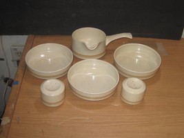 6 VTG Lenox TemperWare  Stoneware Dishes Brushwork Beige - $39.60