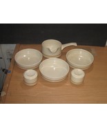 6 VTG Lenox TemperWare  Stoneware Dishes Brushwork Beige - $39.60