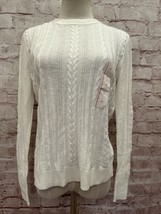 A New Day Cream Thin Cable Knit Long Sleeve Crewneck Sweater Women&#39;s XS NEW - $24.00