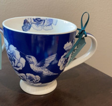 THE ENGLISH MUG CO FINE CHINA Floral Blue  COFFEE TEA MUG CUP ~ NEW - £15.84 GBP