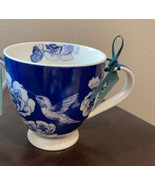 THE ENGLISH MUG CO FINE CHINA Floral Blue  COFFEE TEA MUG CUP ~ NEW - £15.71 GBP