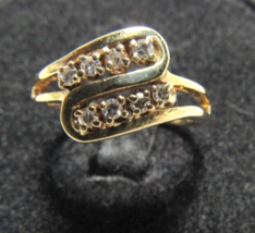 Vintage 14k Yellow Gold 8 Diamond Ladie&#39;s Band Sz 5 Ring 2.6g .24ct - $4,711.67 MXN