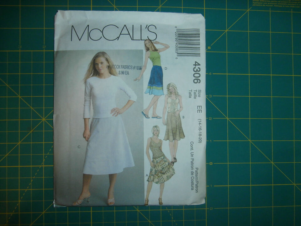 McCall's 4306 Size 14 16 18 20 Misses' Bias Skirt - $12.86