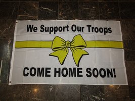 3x5 We Support Our Troops Come Home Soon Yellow Ribbon Flag 3&#39;x5&#39; Banner Vivid C - £3.88 GBP