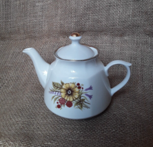 Vintage USSR Latvia Teapot tea coffee pot Riga Porcelain RPR floral gold... - $30.03