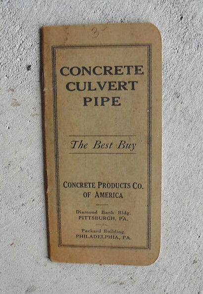 1928 Advertising Memo Booklet Concrete Culvert Pipe - $17.82