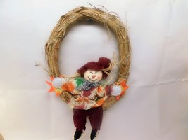 18&quot; Fall Wreath Scarecrow Straw Halloween Holidays Hand Crafted  Door Ha... - £23.32 GBP