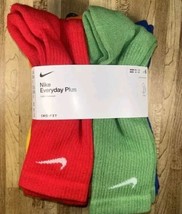 Nike Everyday Cushioned Crew Socks 8-11 Men 10-13 Woman Rainbow 6Pairs XLDri Fit - £16.96 GBP