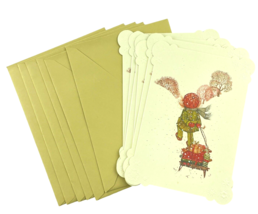 Holly Hobbie Vintage Christmas Greeting Card Lot of 6 Pulling Sled w Gifts AGC - £14.22 GBP