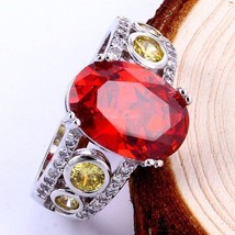 Exquisite NEW Oval 4 Carat Garnet Ring~Sterling Silver~Sz 8~W/Gift Bag~P... - £16.17 GBP