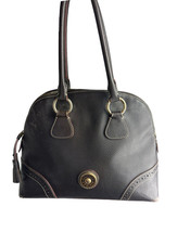 Vintage DOONEY &amp; BOURKE Leather Brown Bowler Pebble Handbag Purse - $44.54