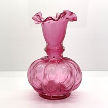 Fenton Rose Double Crimp Triangle  5” Melon Vase #192 Unique Rare 192 Bottom - £15.45 GBP