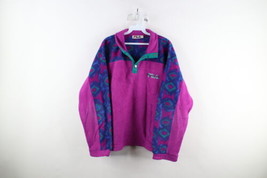 Vtg 90s Fila Magic Line Mens 40 Faded Fiesta Snap Button Fleece Pullover Sweater - £46.79 GBP