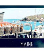 1990s Lobster Boats Wharf Maine Harbor Postcard Boats Nautical Fishing E... - $27.87 CAD