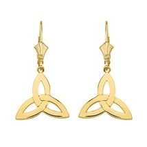 14k Real Yellow Gold Celtic Trinity Knot Triquetra Drop Earring Set - £172.56 GBP