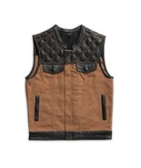 Men&#39;s Biker Leather Vest Jacket Diamond Quilted Cowhide Leather by FirstMFG - £157.37 GBP