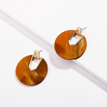 Colorful Resin Acrylic Round Dangle Earrings for Women Unique Design U Shape Sta - £7.20 GBP