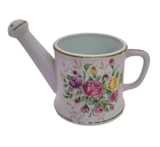 Vintage LEFTON Pink Floral Vanity Watering Can Hand Painted porcelain 8226 - $18.69