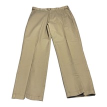 David Taylor Dress Pants Men&#39;s 32 X 30 Beige Cotton Stretch High-Rise Formal - £16.18 GBP