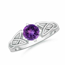 ANGARA Solitaire Round Amethyst Celtic Knot Ring for Women in 14K Solid Gold - £657.47 GBP
