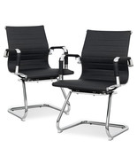 Office Guest Chair Without Wheels PU Leather Mid- - £438.47 GBP