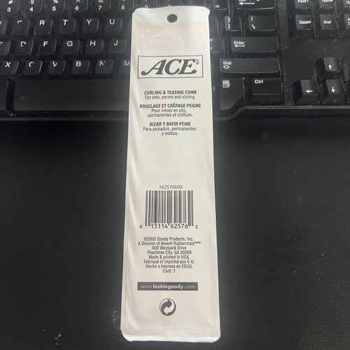 2002 ACE Comb Hard Rubber NIP New Rat Tail Pointed End Curling & Teasing Comb Item image 2