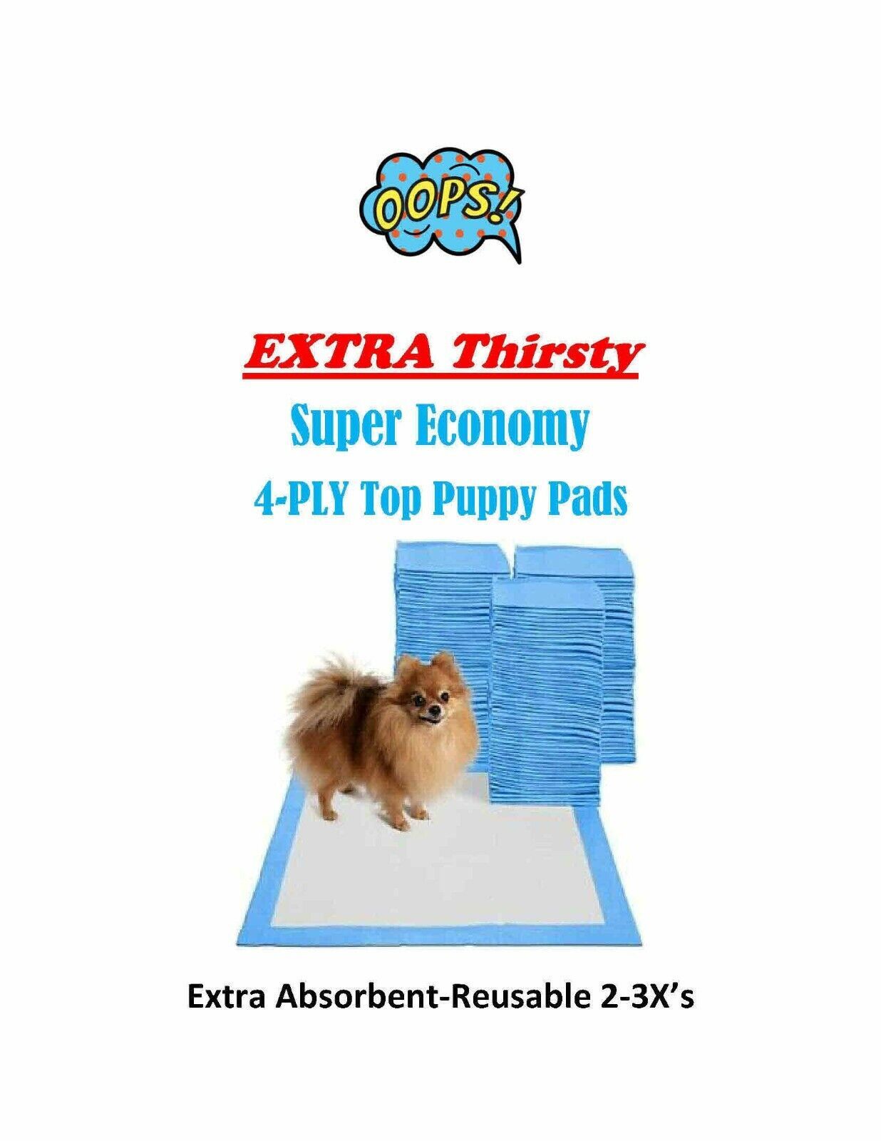 Primary image for 300 17x24" Extra Thirsty 21GR.Super Economy Flat Top Extra Absorbent Puppy Pads