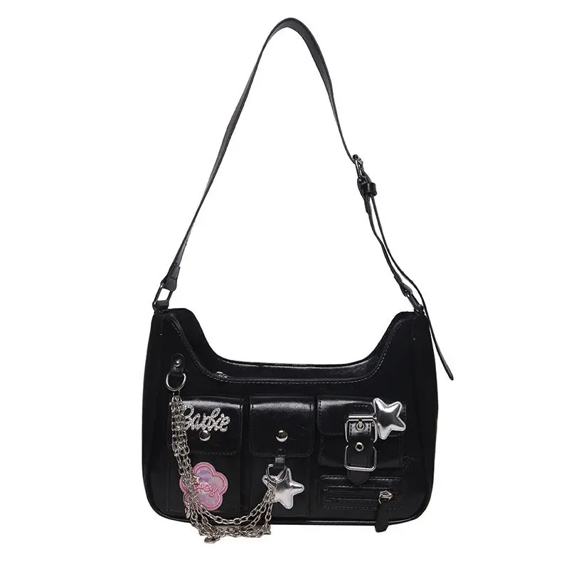 Vintage Y2k Handbag Pu Leather Shoulder Bag Cool Girl Women&#39;s Bags Armpi... - £23.12 GBP