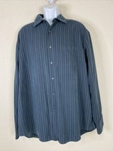 Van Heusen Men Size XL Blue Striped Button Up Shirt Long Sleeve Pocket - £5.94 GBP