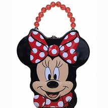 Minnie Mouse Face Metal Lunch Tin Purse Red White Polka Dots Birthday Party New - £8.72 GBP