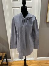 THEORY Striped Button-Up Shirt with Neck Tie Detail SZ L - $44.55