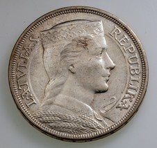 1932 Latvia 5 Lati Coin in AU Details Condition, Key Date! - €64,49 EUR