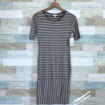 LuLaRoe Julia Midi T Shirt Dress Brown Striped Womens XS NWT - $19.79