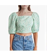 Levi’s Yvie Square Neck 3/4 Sleeves Cropped Top Statement Blouse Size M NWT - $39.57