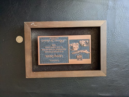 1989 Ups 20 Ans De Service Appréciation Award Métal Bois Plaque Personnalisé Item image 3