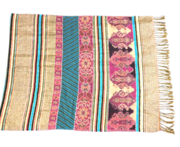 Croft &amp; Barrow Indian look fringed Scarf/shawl with gold  thread &amp; Sequins - £14.28 GBP
