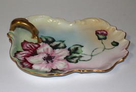 Tressemanes &amp; Vogt Limoges Venice Hand Painted Floral T&amp;V Handle Plate 1... - £44.77 GBP