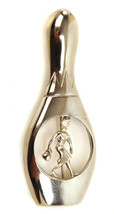 Vintage Silver tone Metal Bowling Woman Pin Brooch - £8.34 GBP
