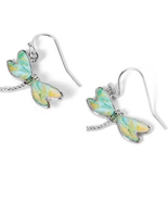 Green &amp; Yellow Enamel Dragonfly Dangle Drop Earrings - £9.51 GBP