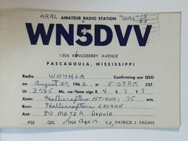 Vintage CB Ham Radio Card WN5DVV Pascagoula Mississippi - £3.86 GBP