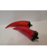 Set Of 2 Art Glass Red Chili Peppers Vintage Murano Style - $18.00