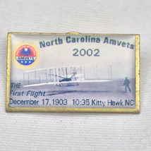 AMVETS North Carolina Wright Flyer Pin Gold Tone Enamel Veteran 2002 Kitty Hawk - £7.81 GBP