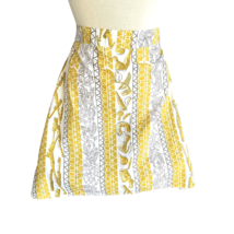 Half Apron Kitchen Gold Yellow Food Floral 70s Homemade Cotton Vintage Ric Rac - £11.88 GBP