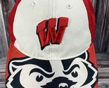 UW Wisconsin Madison Bucky Badger Red &amp; White Adjustable Trucker Hat - OSFM - £11.65 GBP