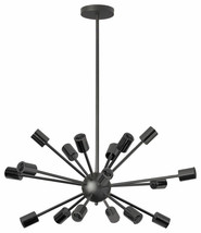 Mid century design ceiling light 18 Arm Matte Black Brass Sputnik chandelier - £128.14 GBP
