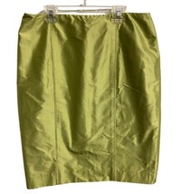 Carlisle  Pencil Skirt Womens Size 12 Green Chartruse Lined Silk - £15.58 GBP