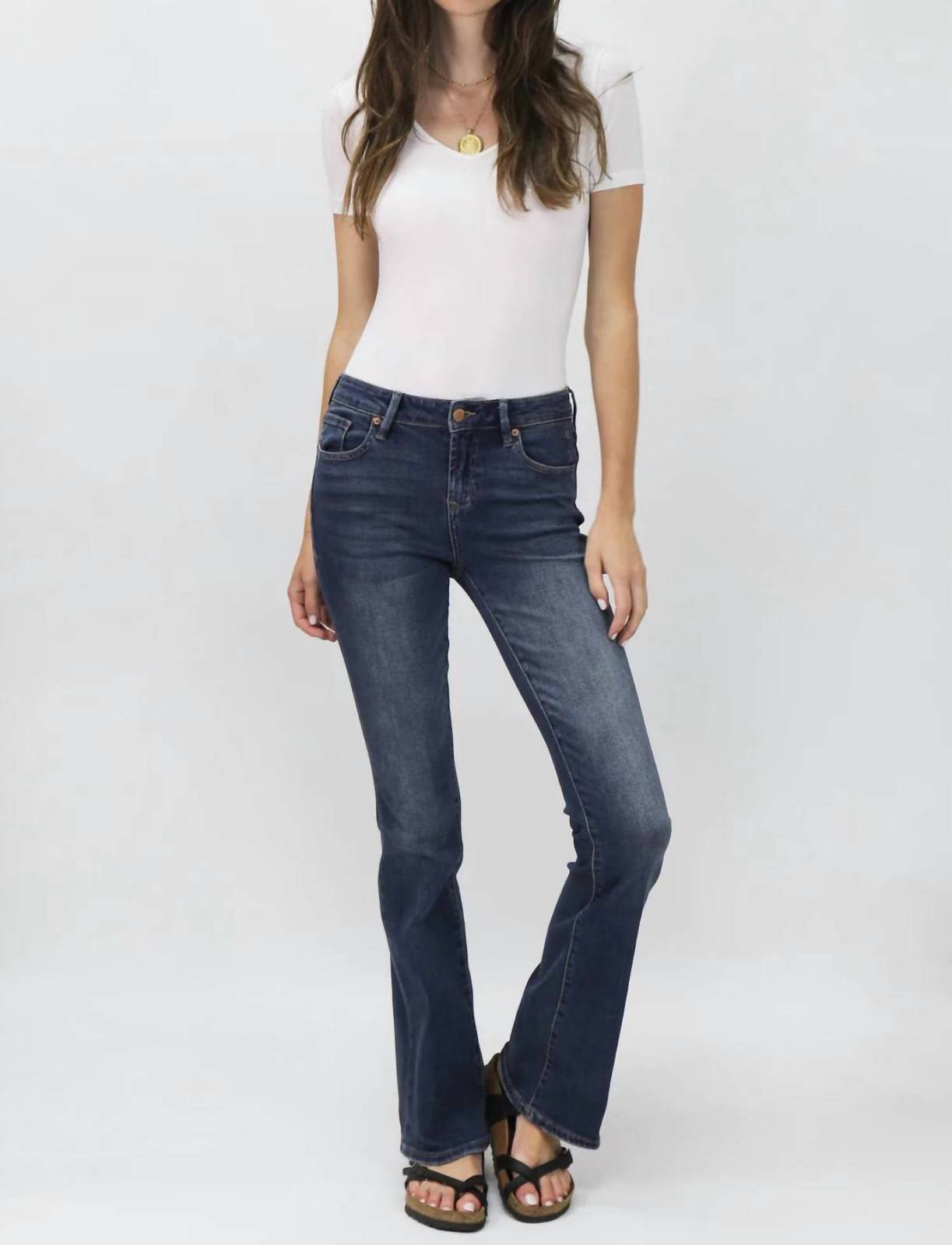Dear John Denim jaxon mid rise bootcut jeans in Dark Blue - size 24