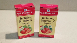 Vintage McCormick Imitation Strawberry Extract 2 1 Fl. Oz. Bottles Pack (NEW) - $9.90